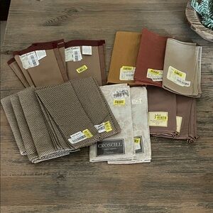 14 Assorted Napkins - Brown, Tan, Cream